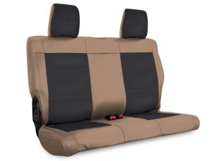 Jeep Wrangler JKU Rear Seat Cover - PRP Seats - Black/Tan - `08-`10